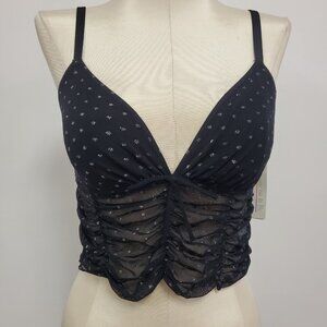 Colsie Womens Fairy Grunge Babydoll Cropped Top Size S‎ Black Whimsical Festival